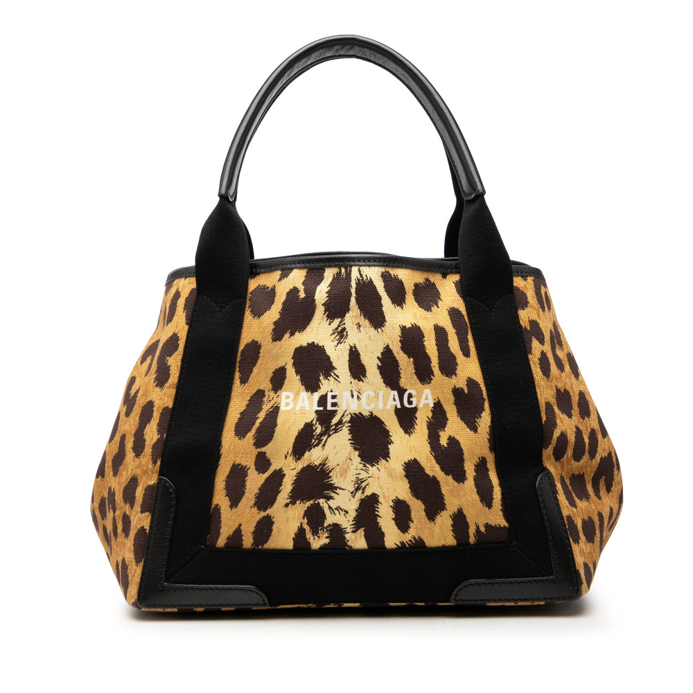 Pre-Loved Balenciaga Canvas Leopard Print Navy Cabas Tote S